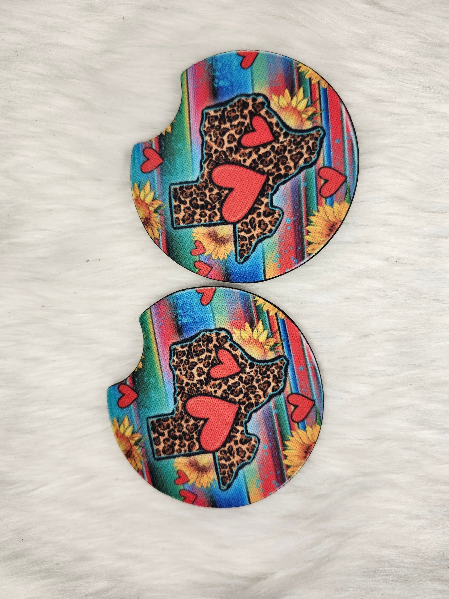 Texas cheetah heart car coaster