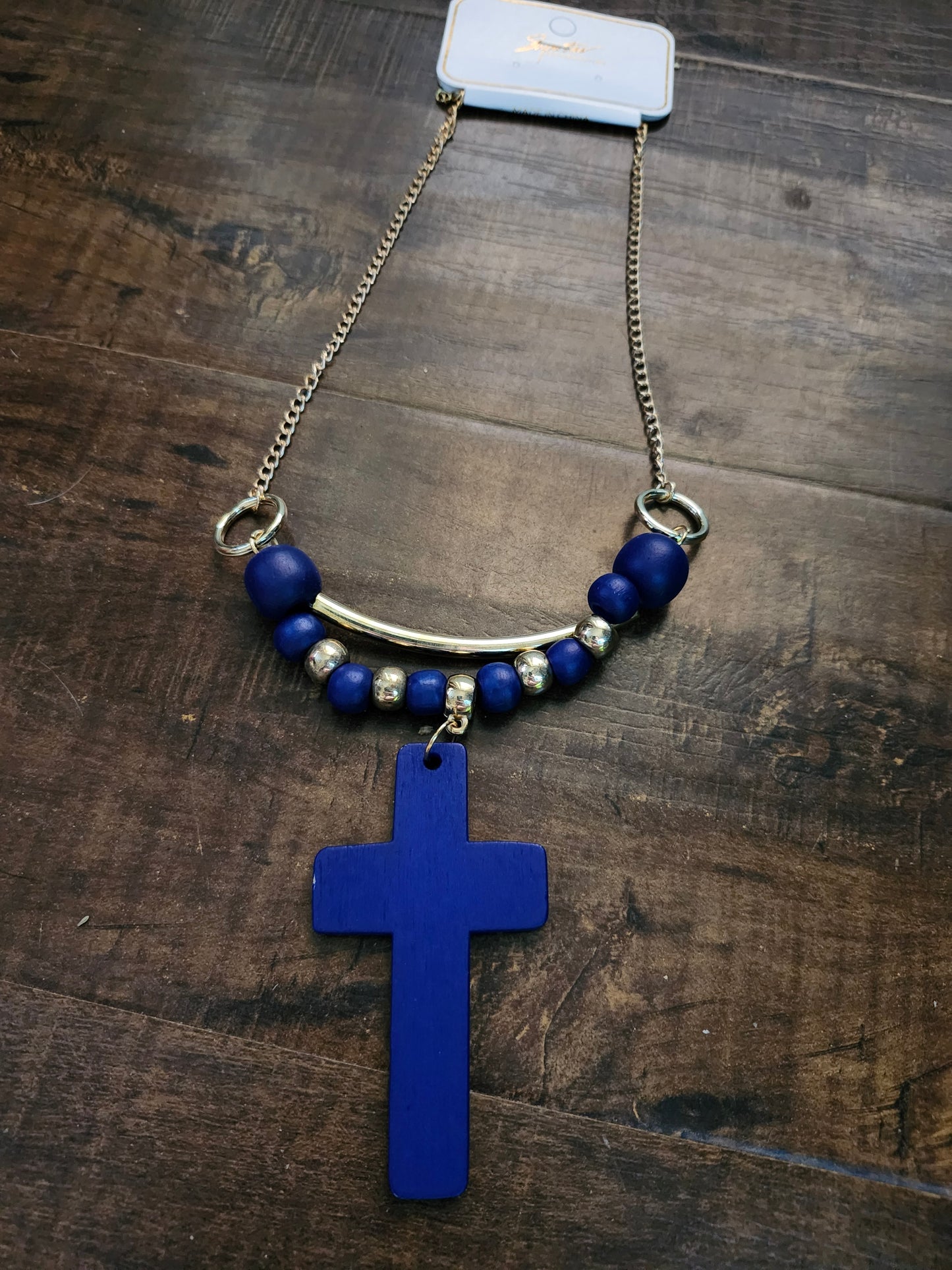 Blue cross necklace