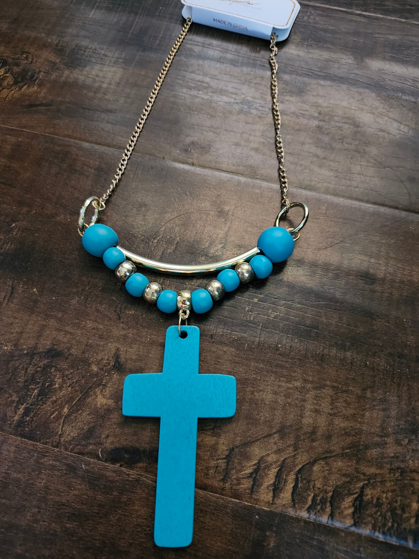 Turquoise cross necklace