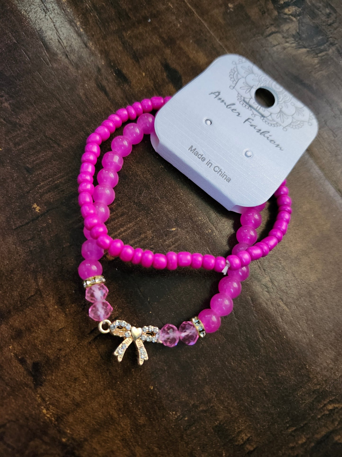 Dark pink bow bracelet