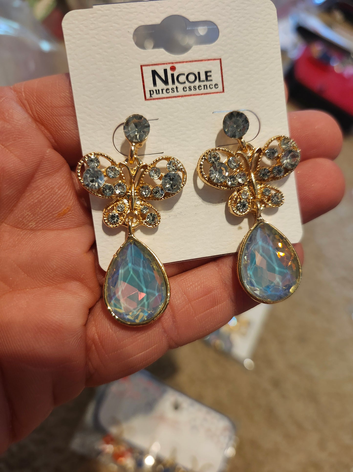 Light blue butterfly earrings