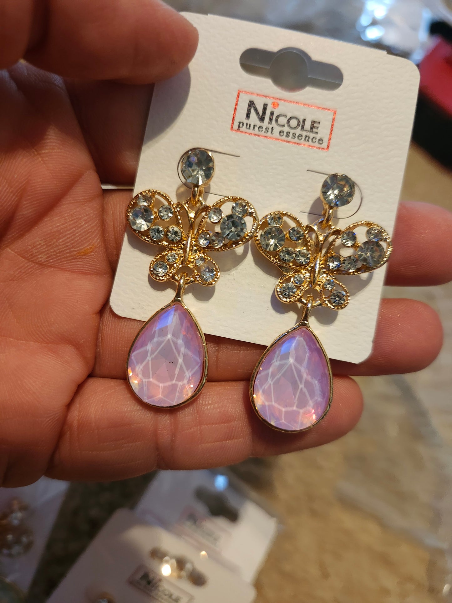 Dark pink butterfly earrings