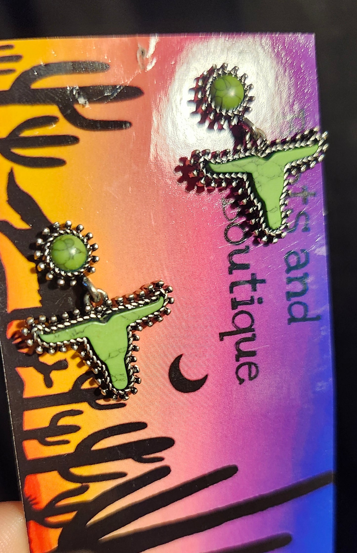 Longhorn green earrings