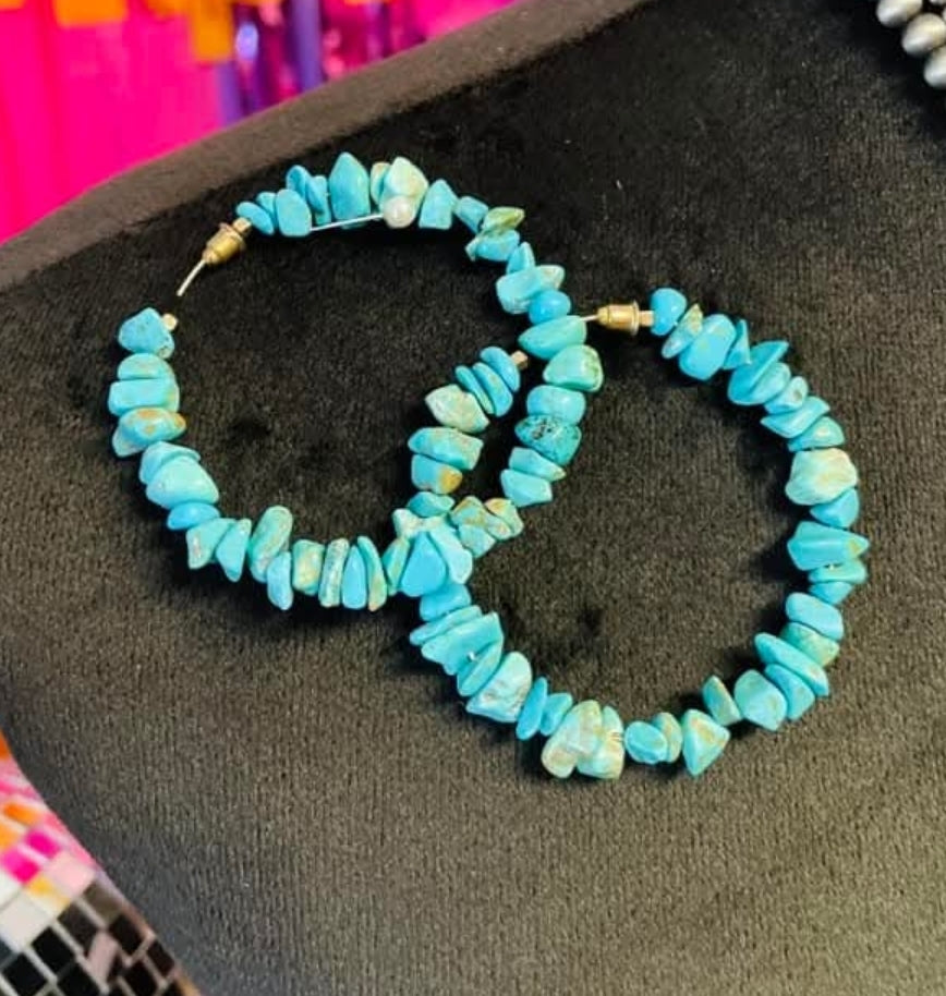 Turquoise rock earrings
