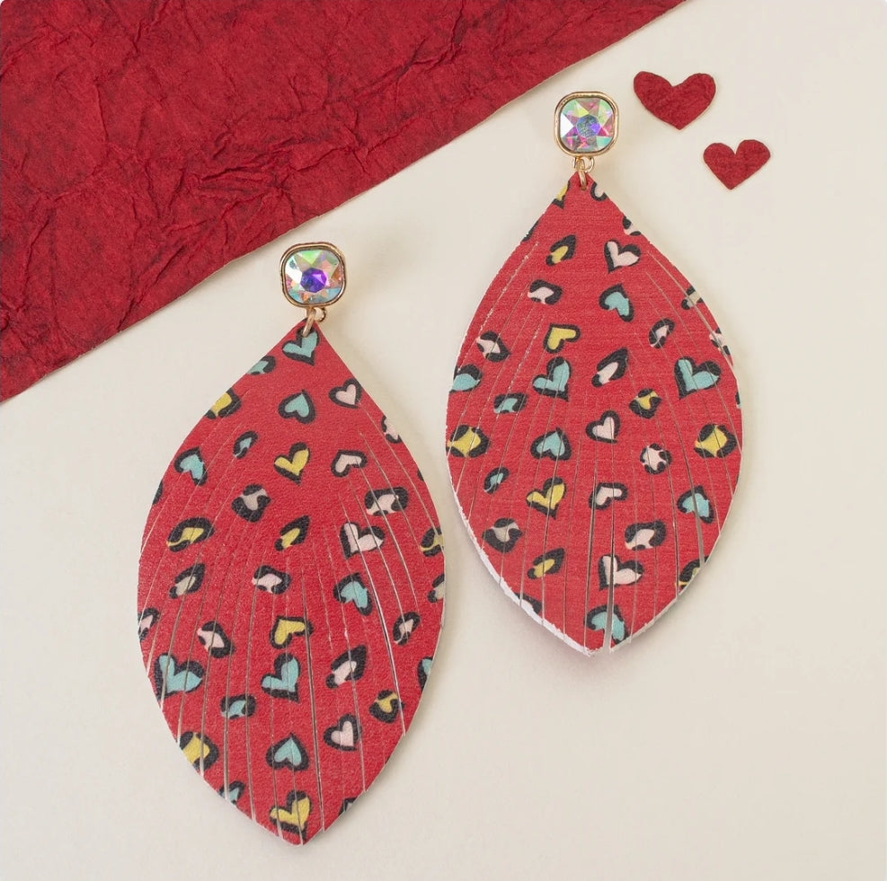 Red heart earrings