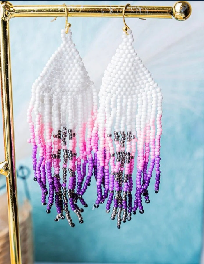 Purple bead earrings