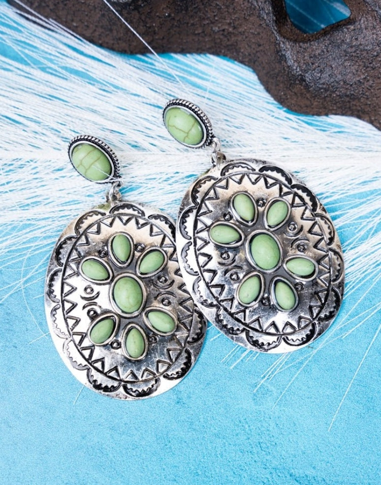 Green stone earrings