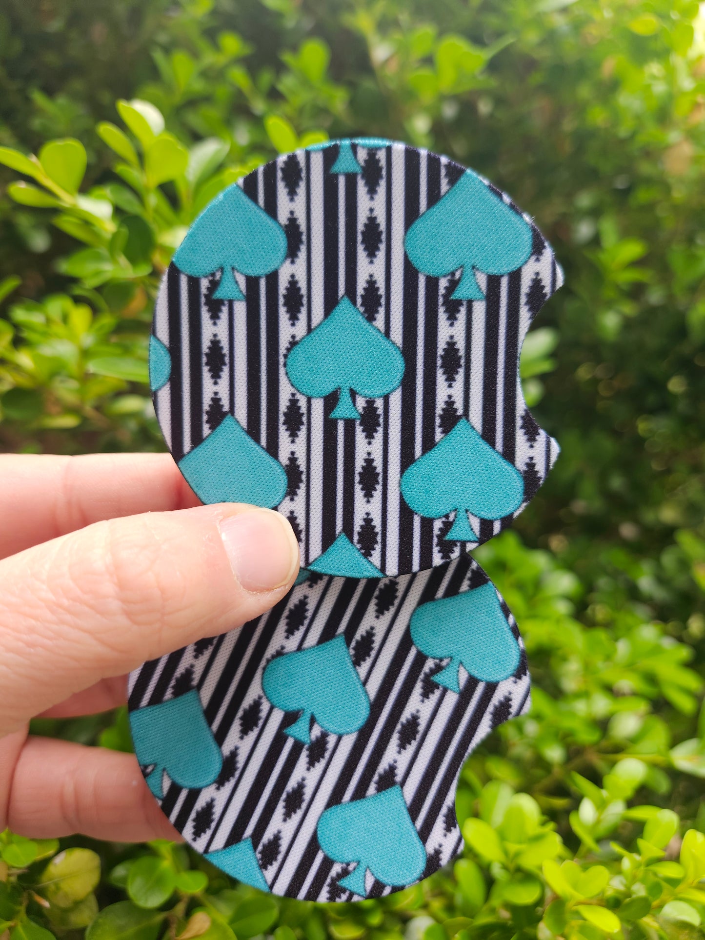 Turquoise spade car coaster
