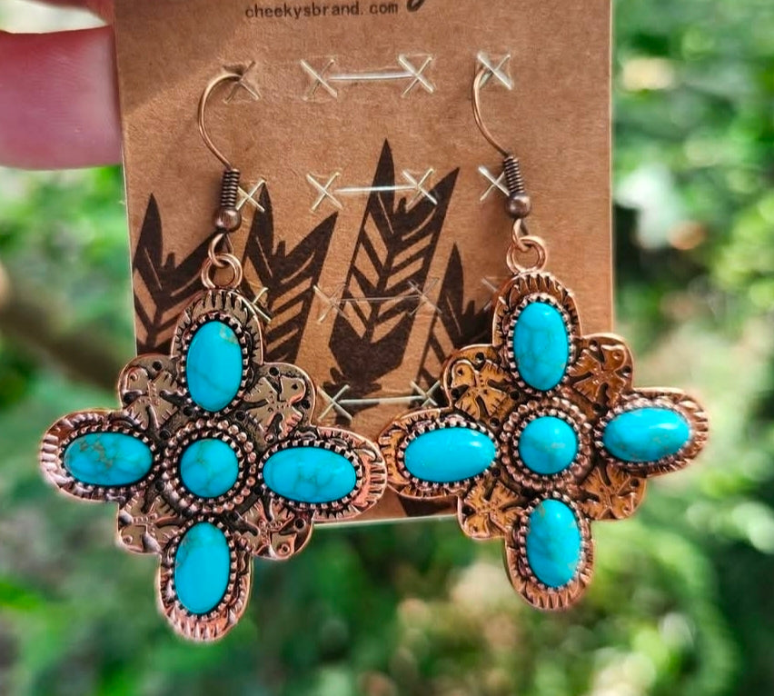 Turquoise bronze earrings