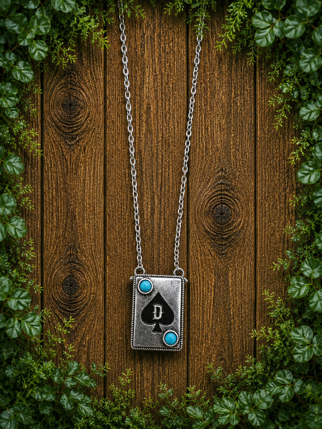 Letter card D necklace