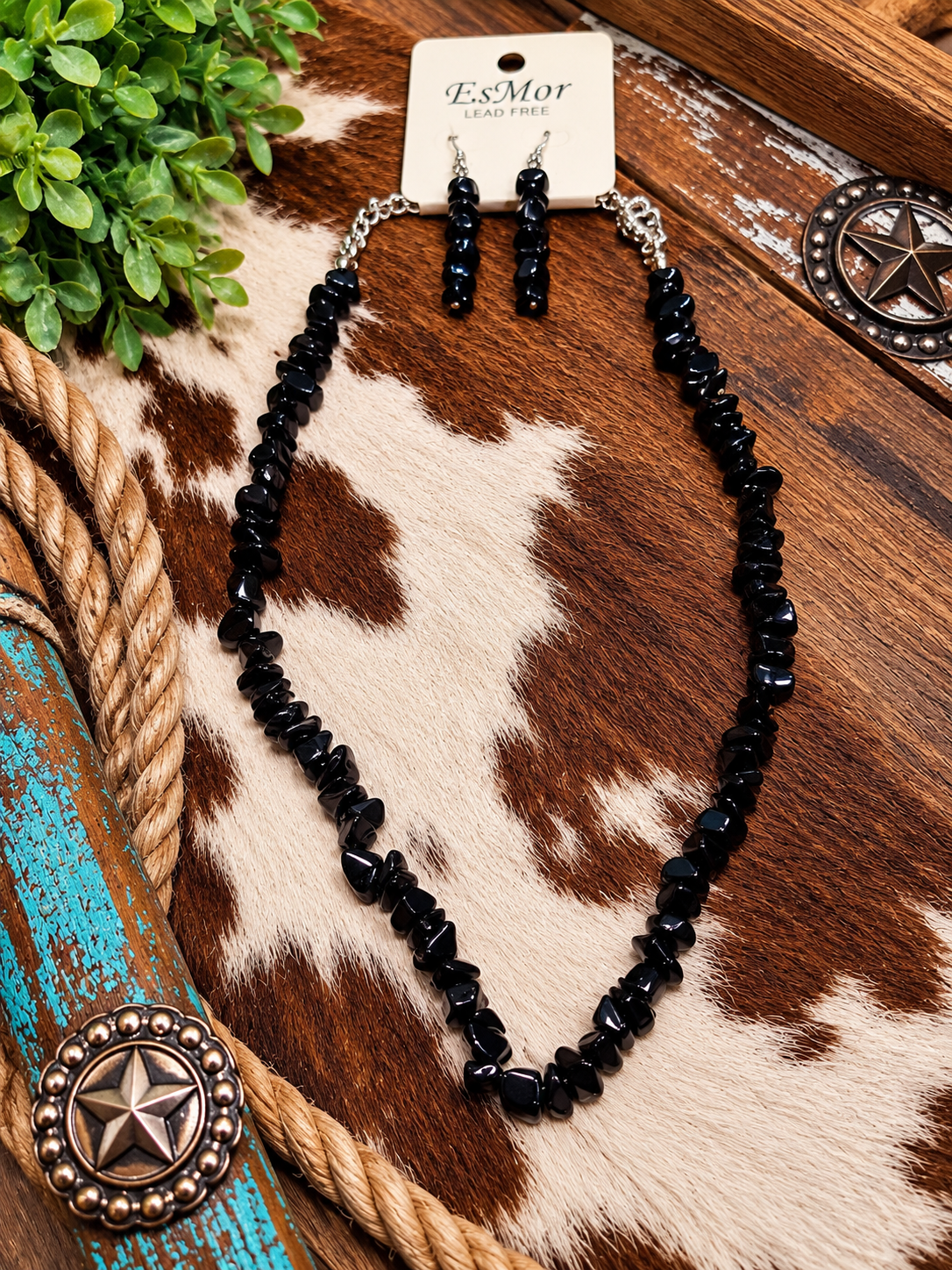 Little black rock necklace
