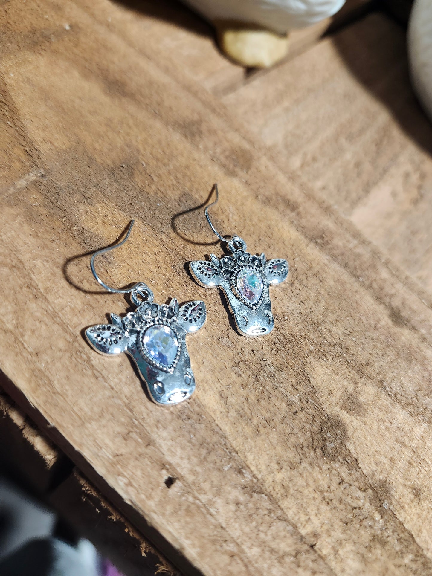 Ab cowhide earrings