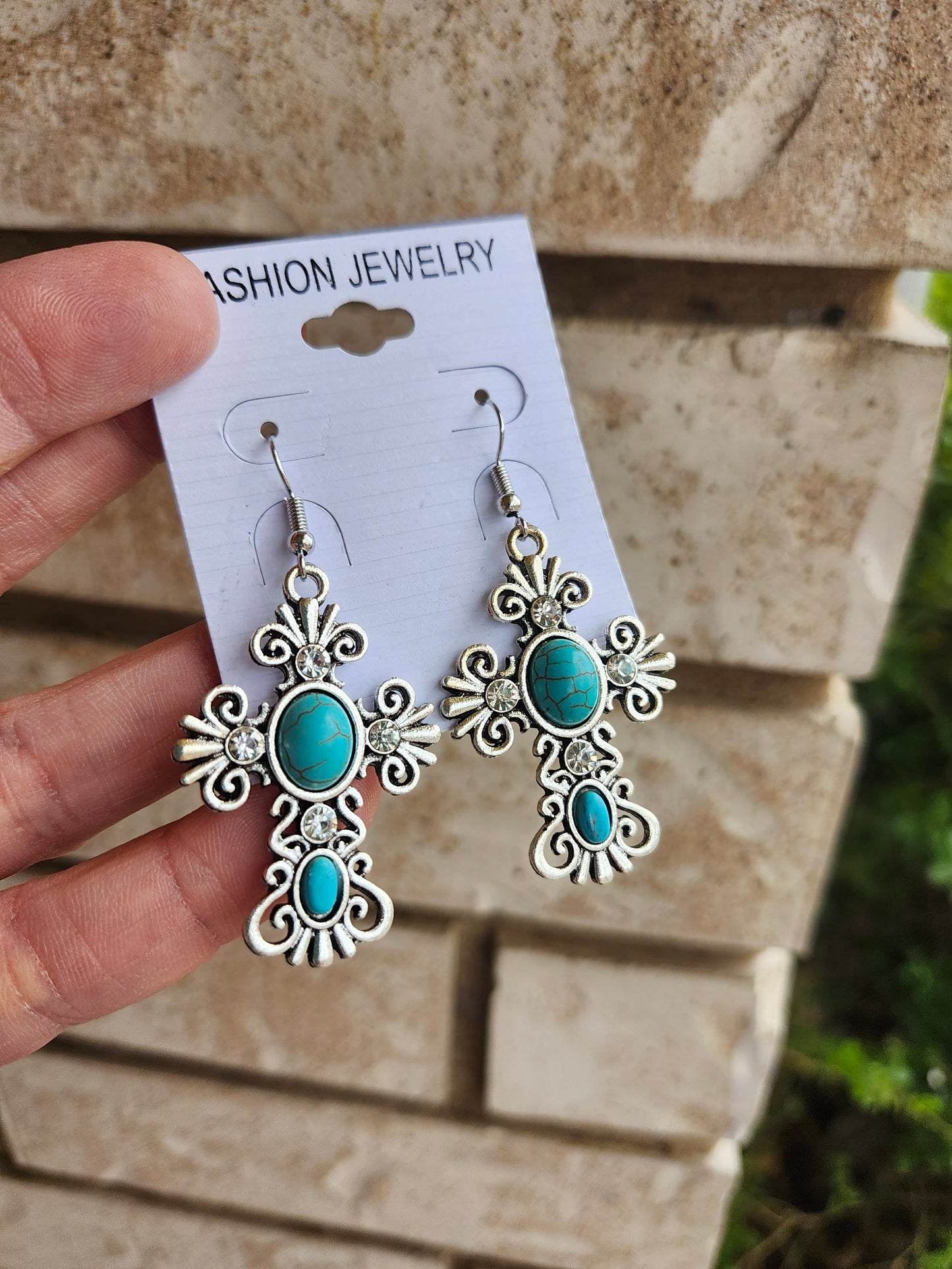 Turquoise cross earrings