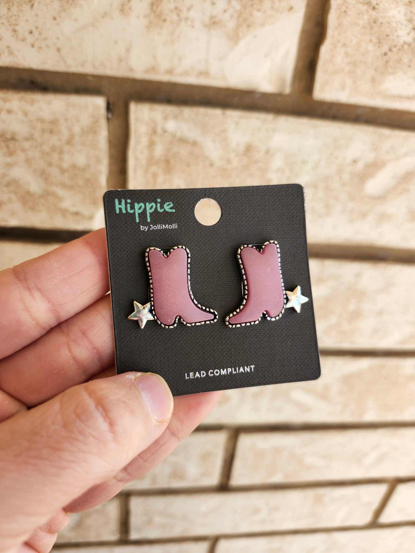 Purple boots earrings
