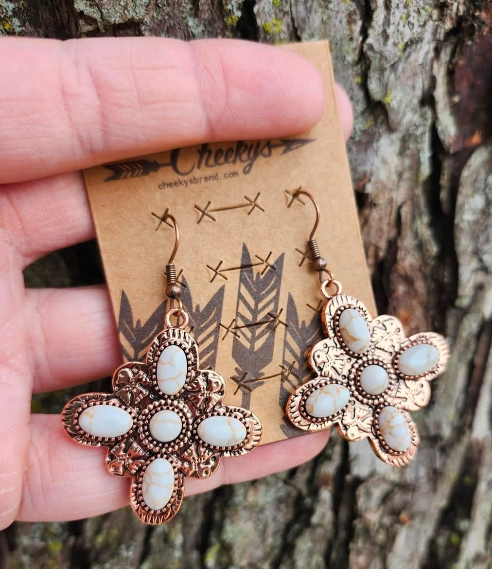 Bronze white earrings
