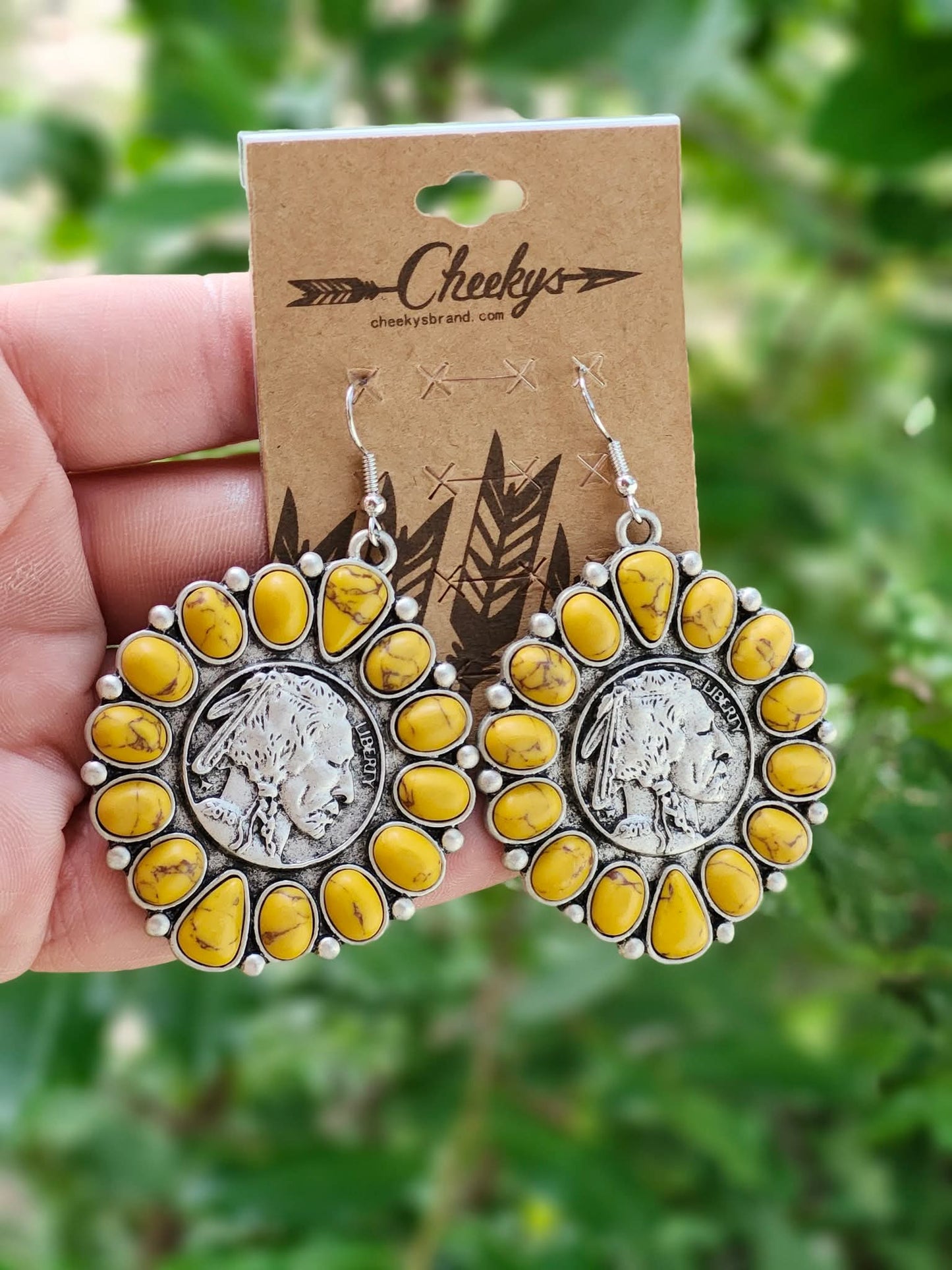 Yellow nickel head earrings