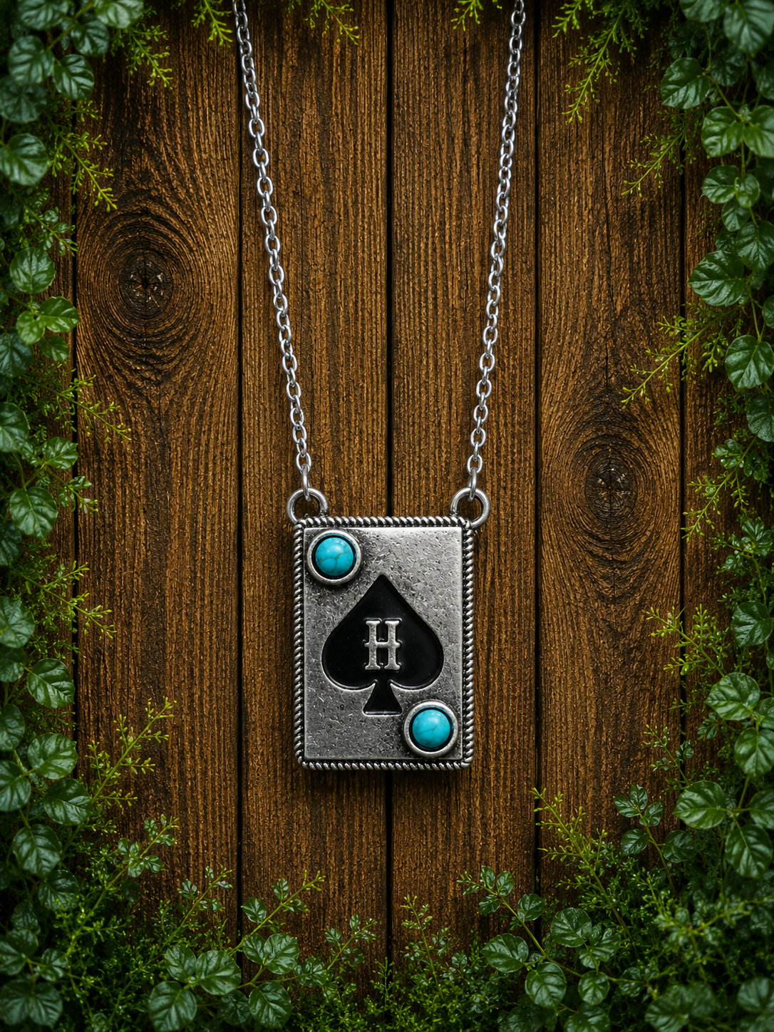 Letter card H necklace