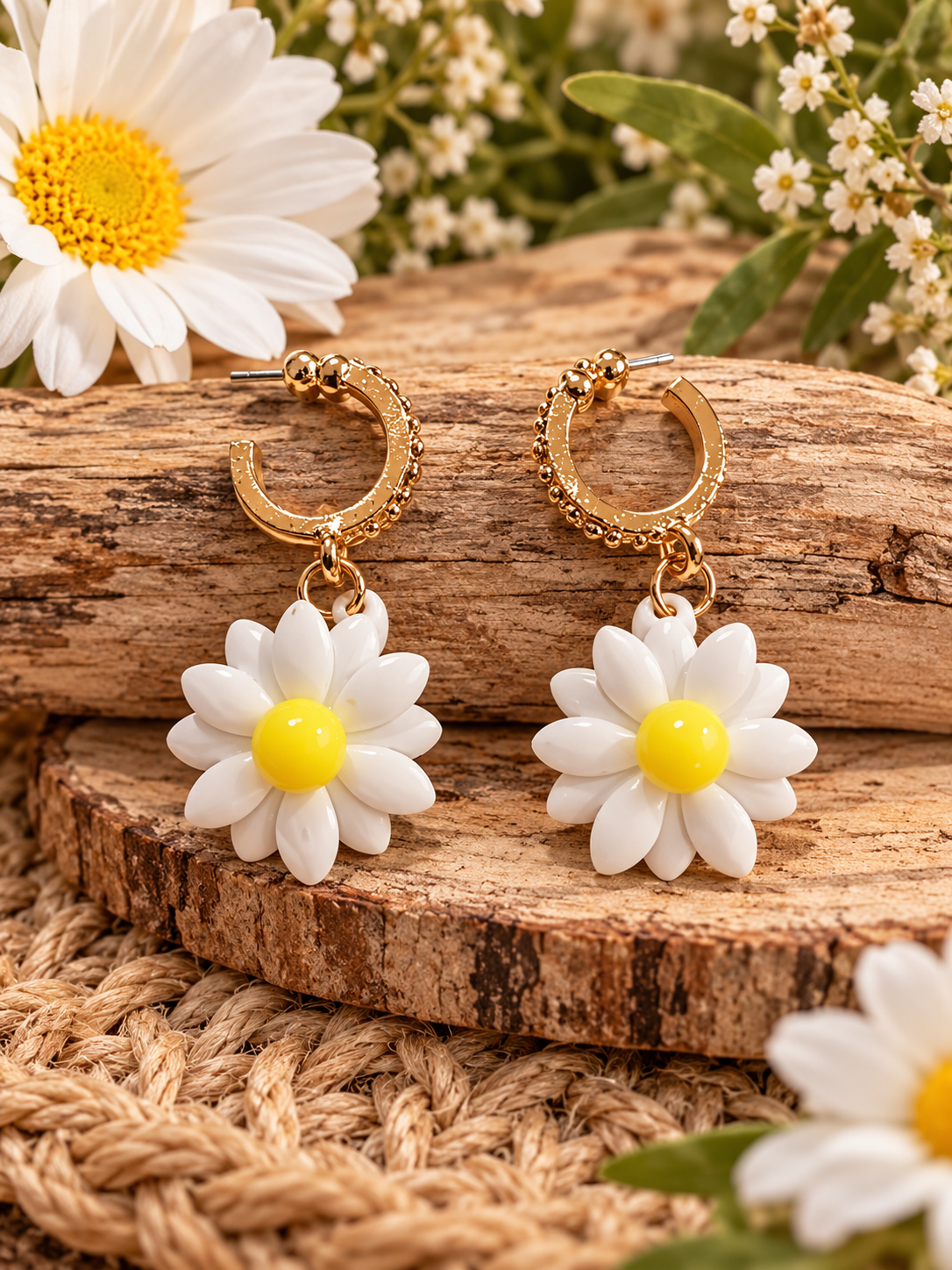 Daisy flower earrings