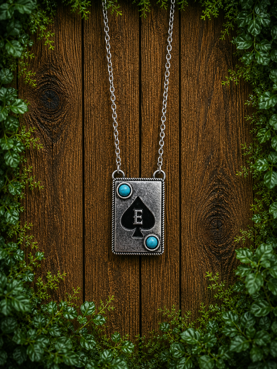 Letter card E necklace
