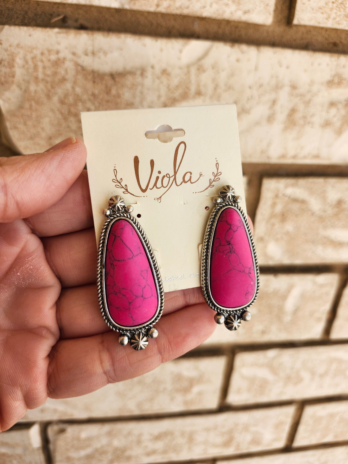 Pink stone earrings