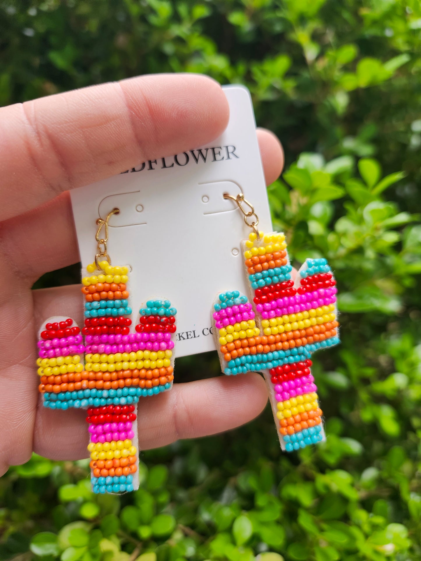 Bright colored cactus earrings