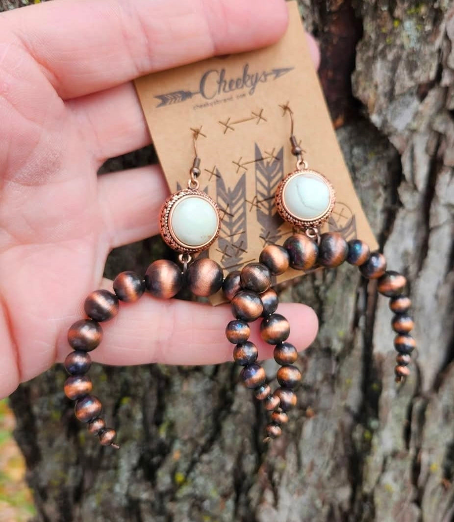 Bronze white stone earrings