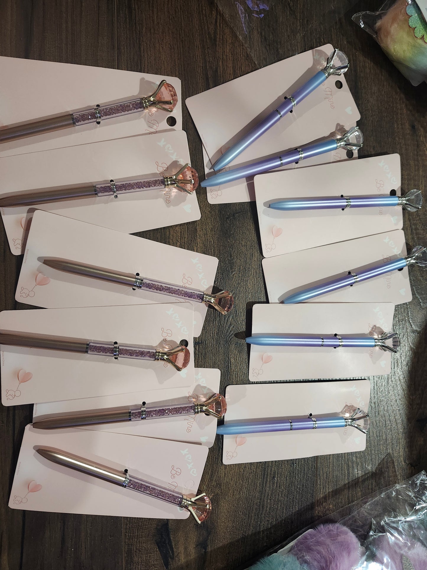 Blue and pink diamond pens