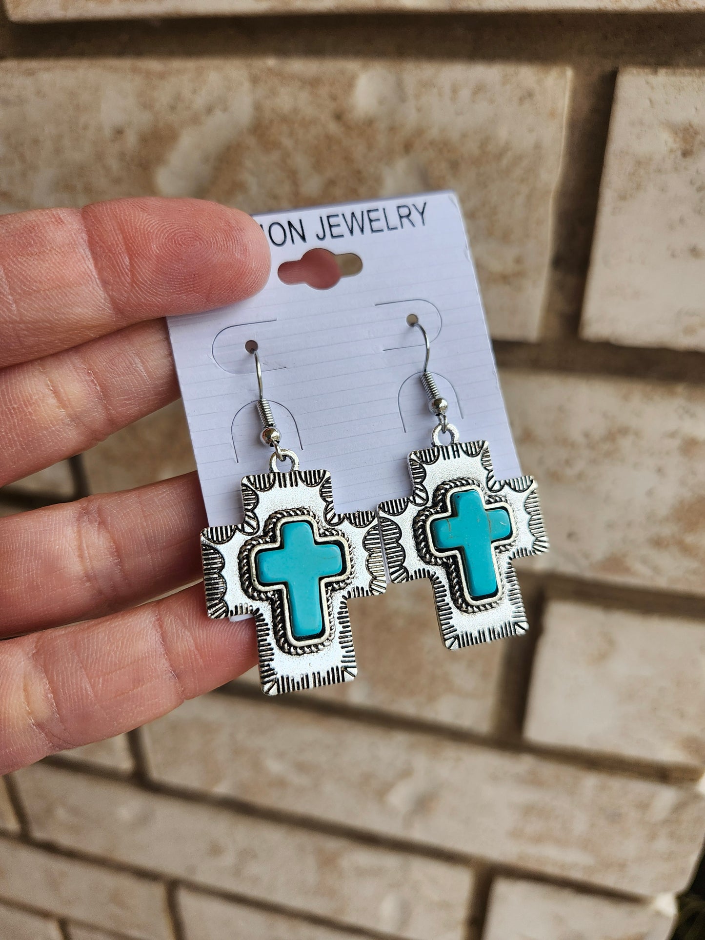 Turquoise cross earrings