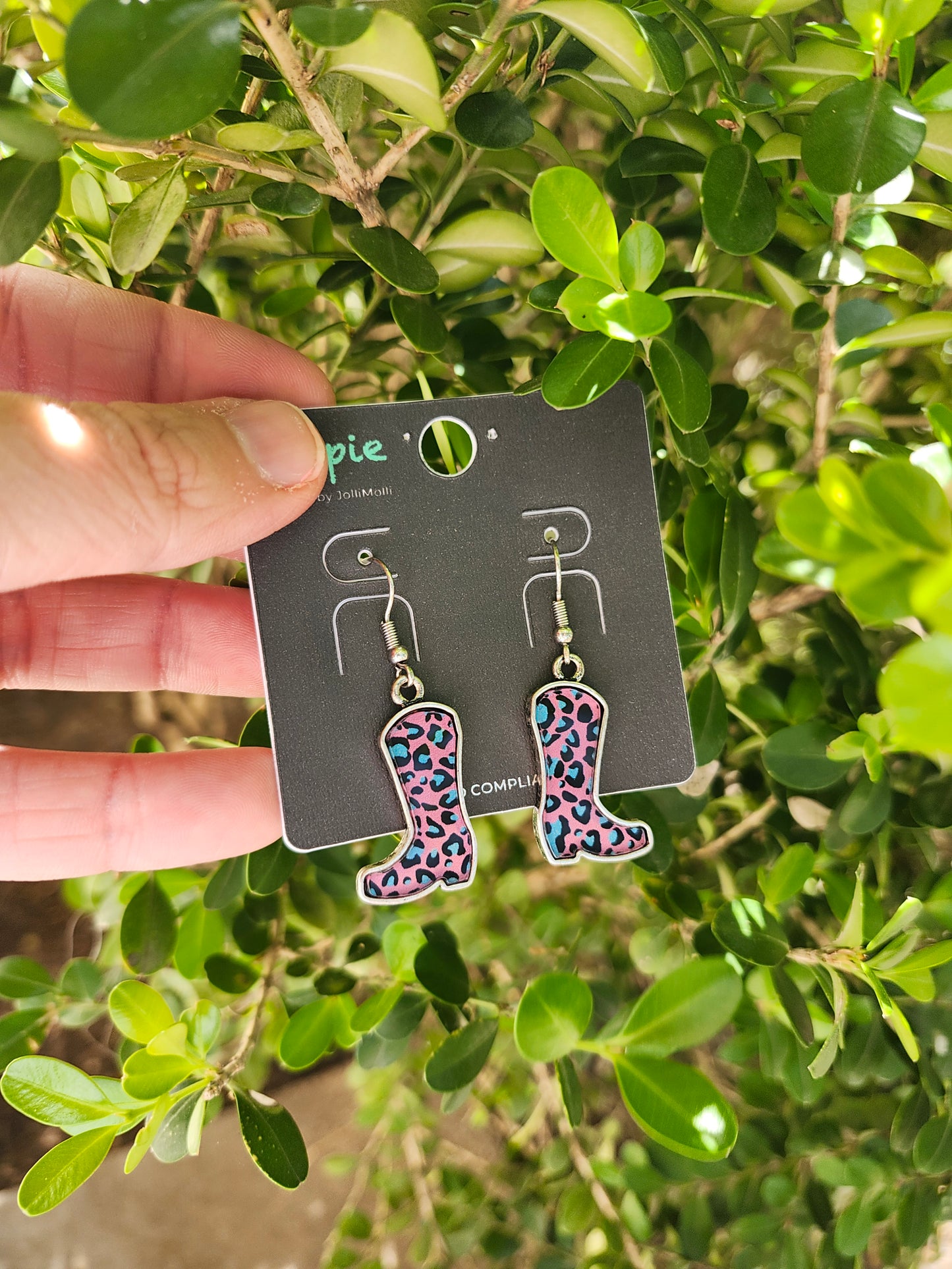 Pink boots earrings