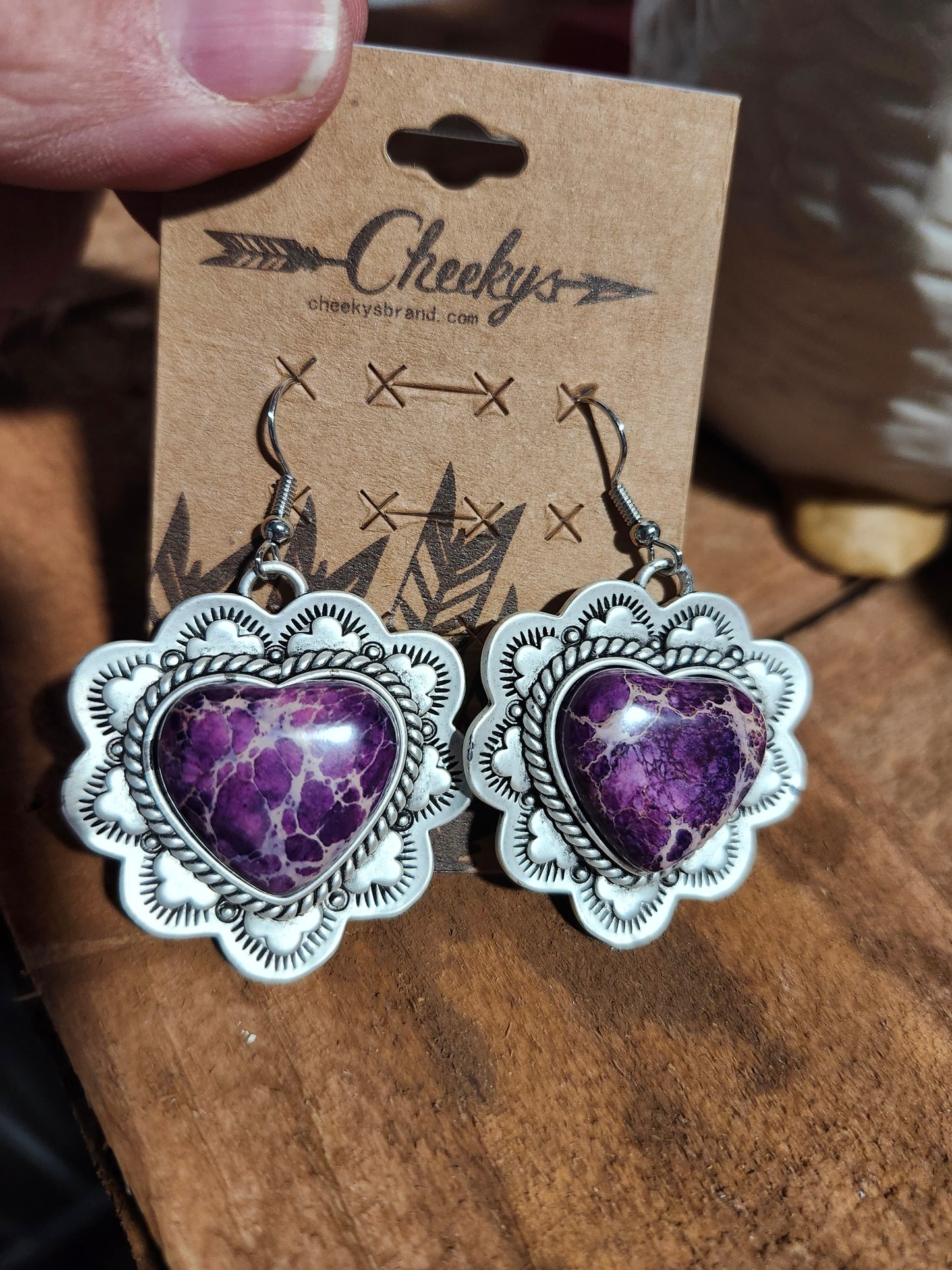 Purple hearts earrings