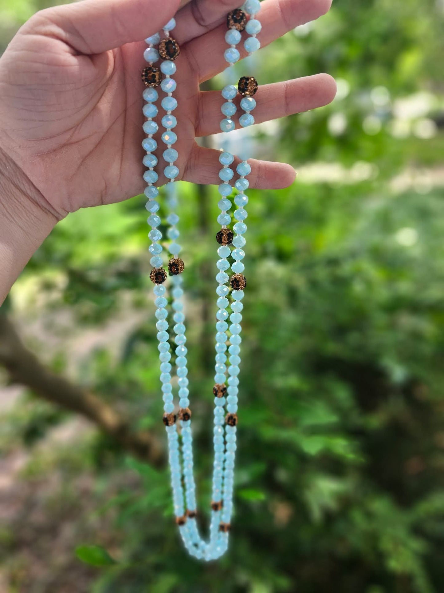 Ice cheetah long necklace