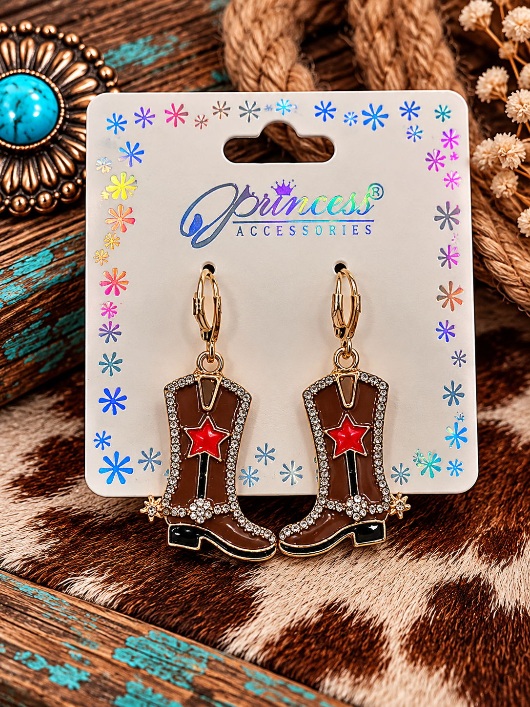 Brown boots earrings