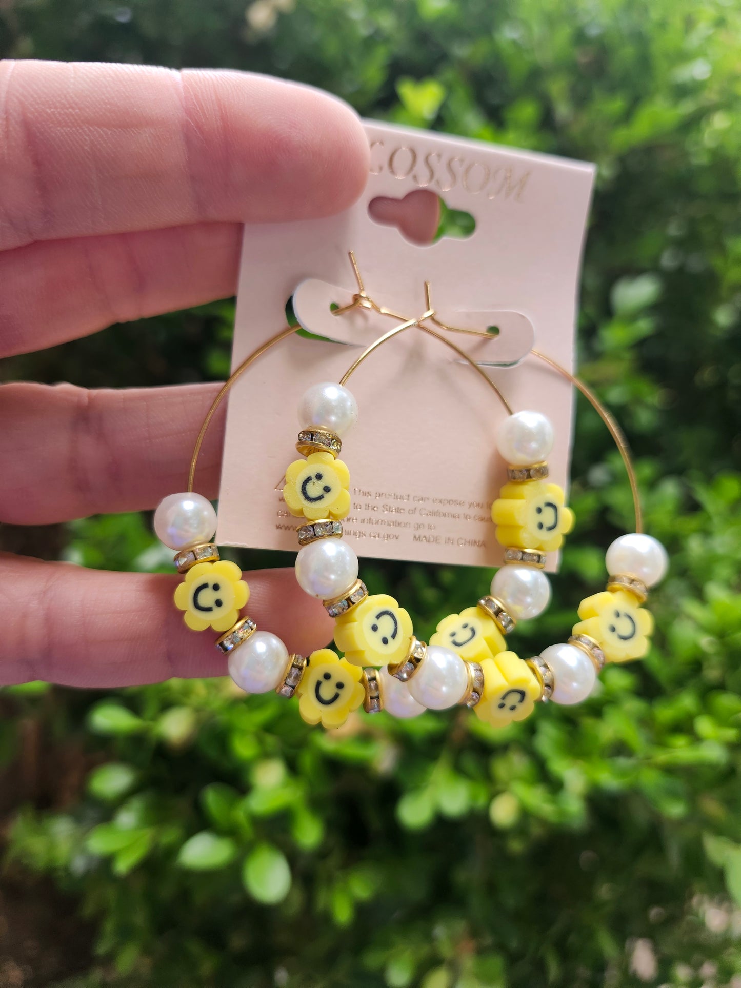 Yellow smiley flower earrings