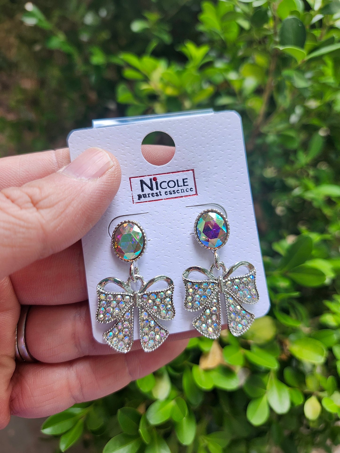 Silver bow earrings