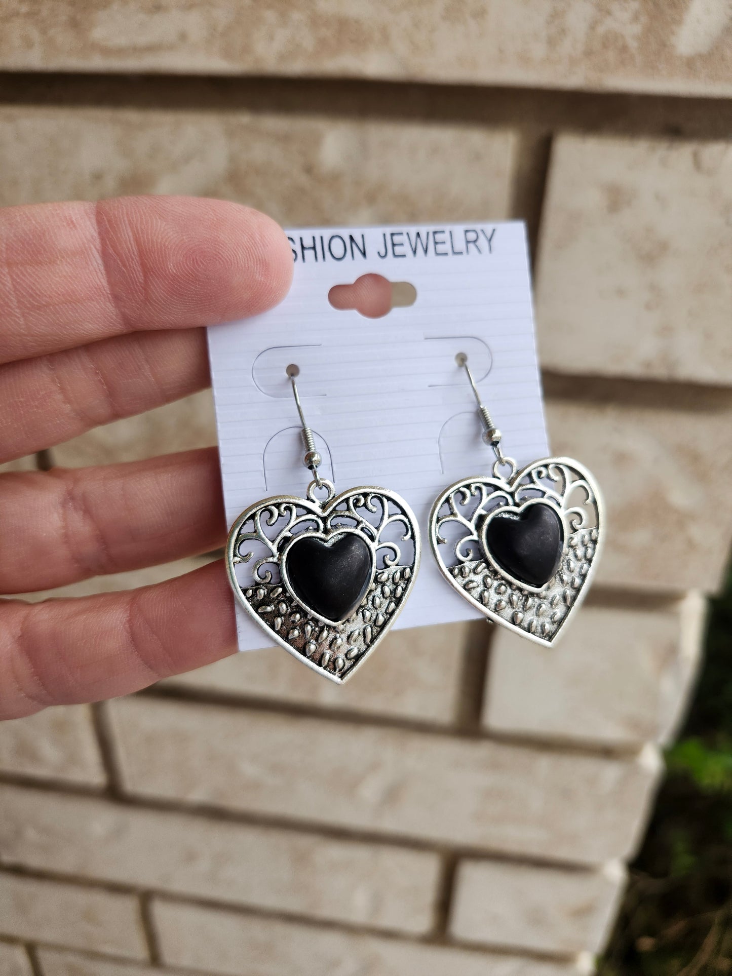Black heart earrings