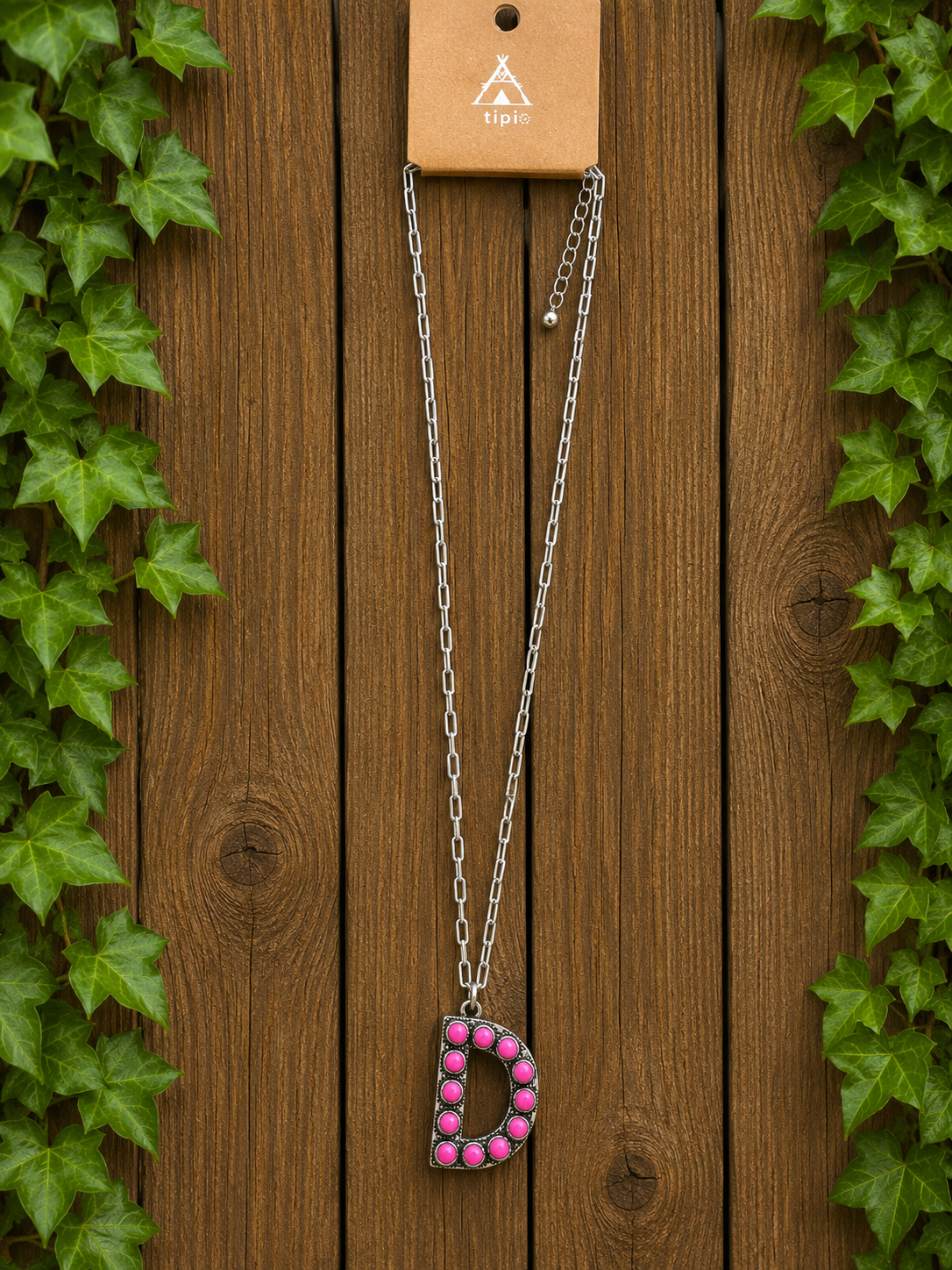 Letter pink D necklace