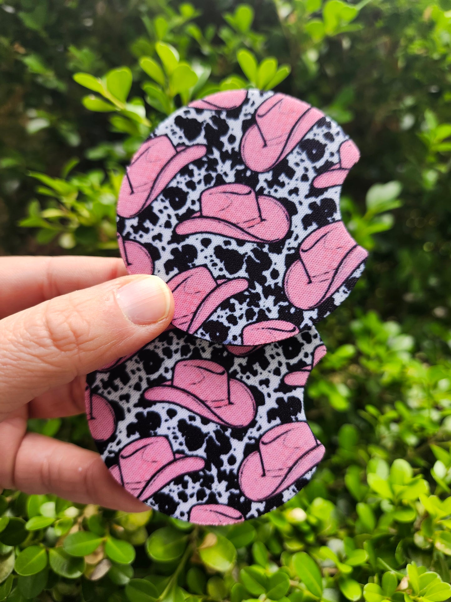 Pink cowboy hats car coaster