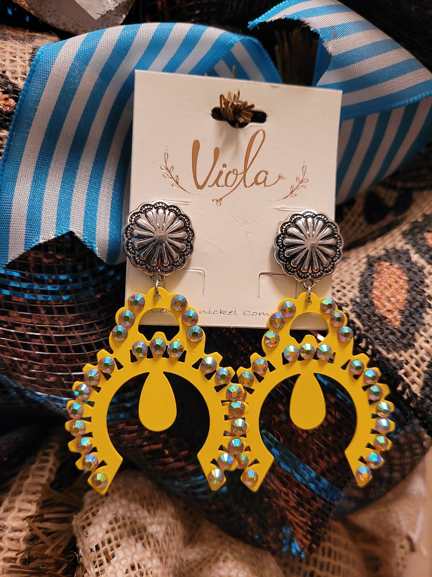 Yellow crystal studd earrings