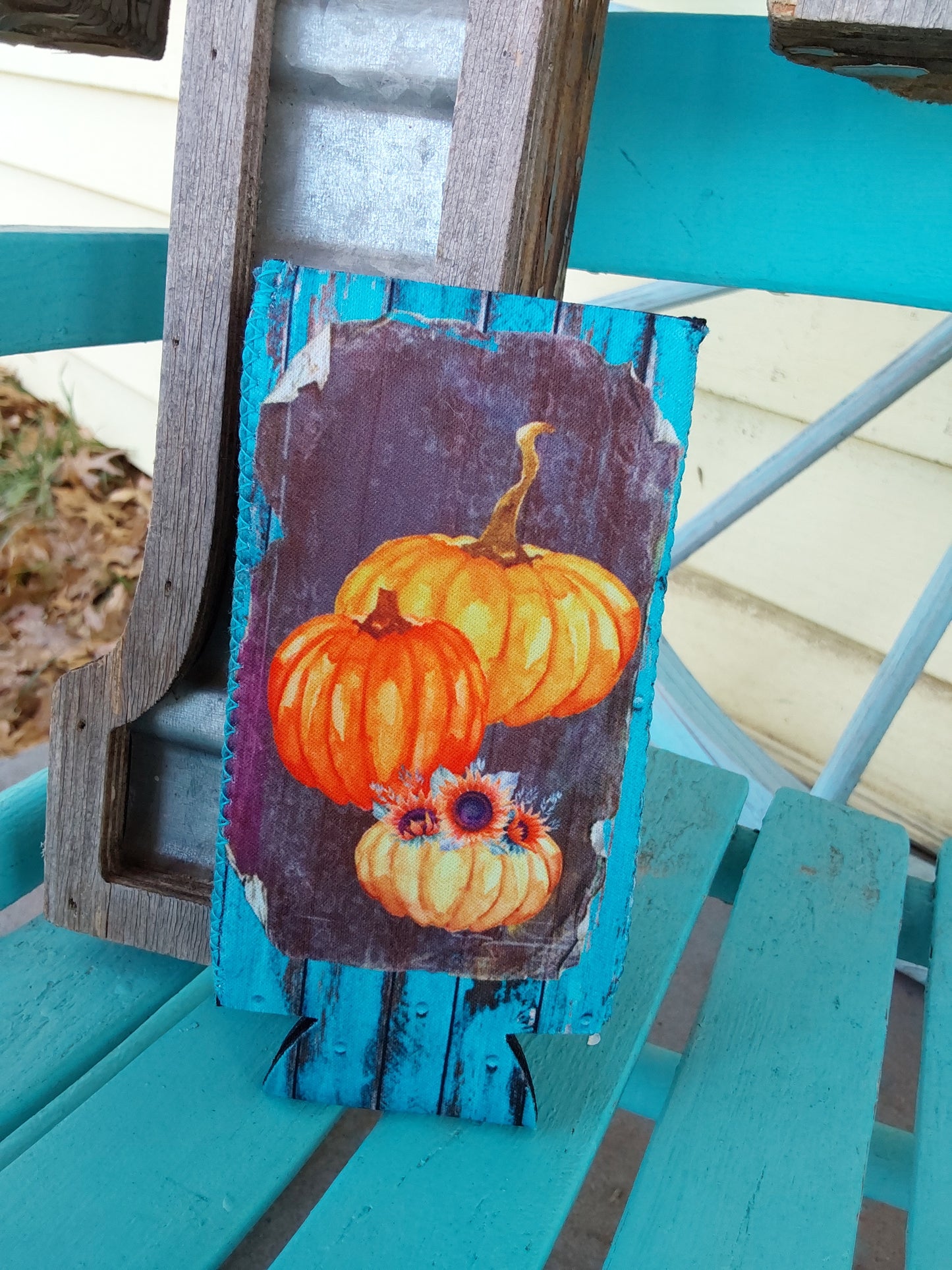 Truck pumpkin slim can koozie