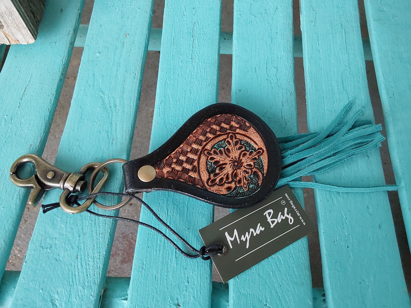 Chaloo hand tooled myra keychain