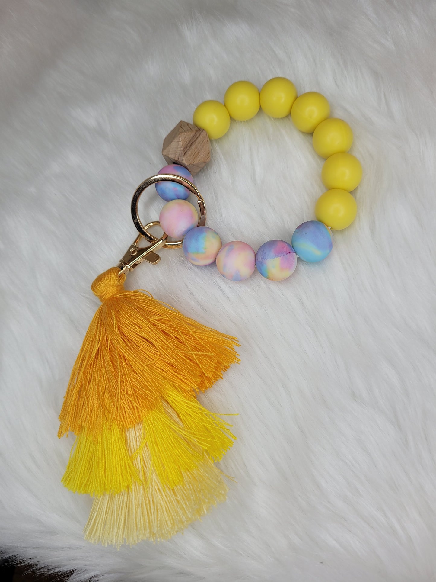 Yellow tassel keychain