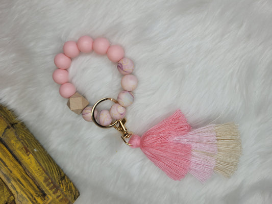 Light pink tassel keychain