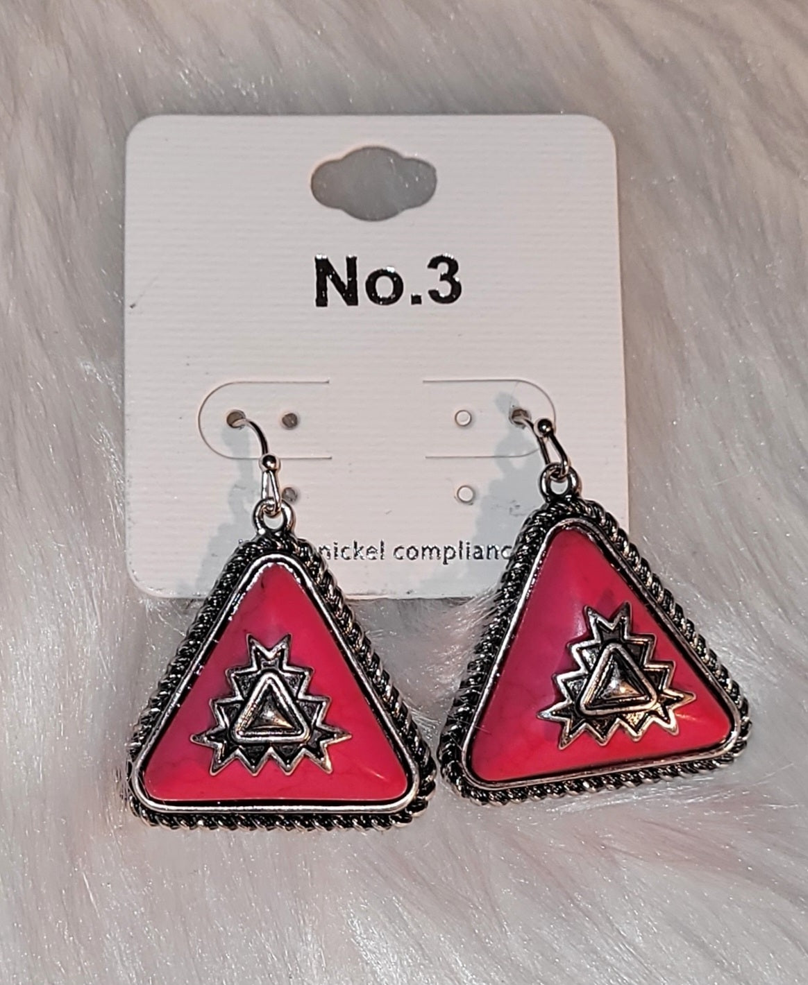 Pink triangle earrings