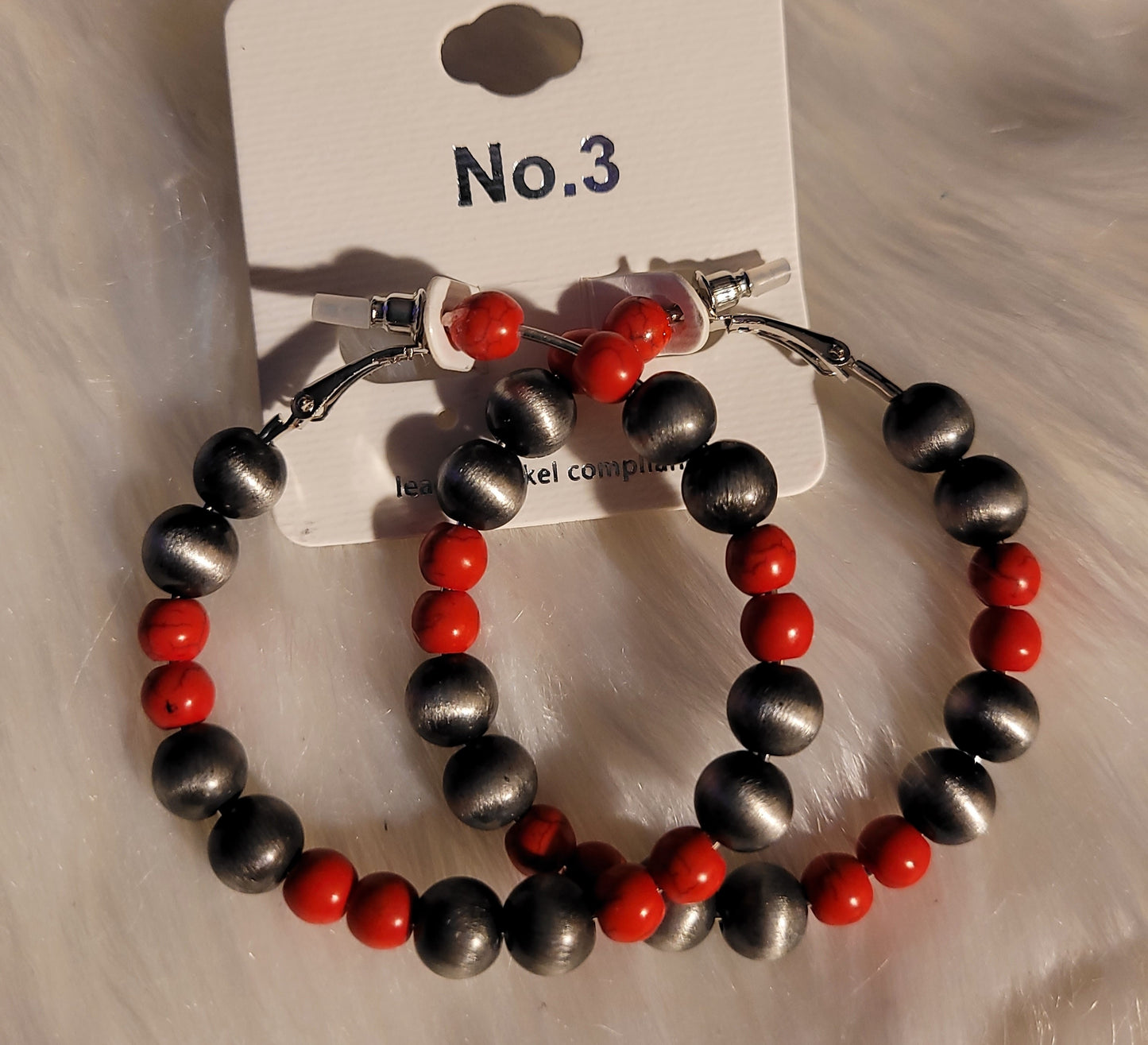 Red bead earrings