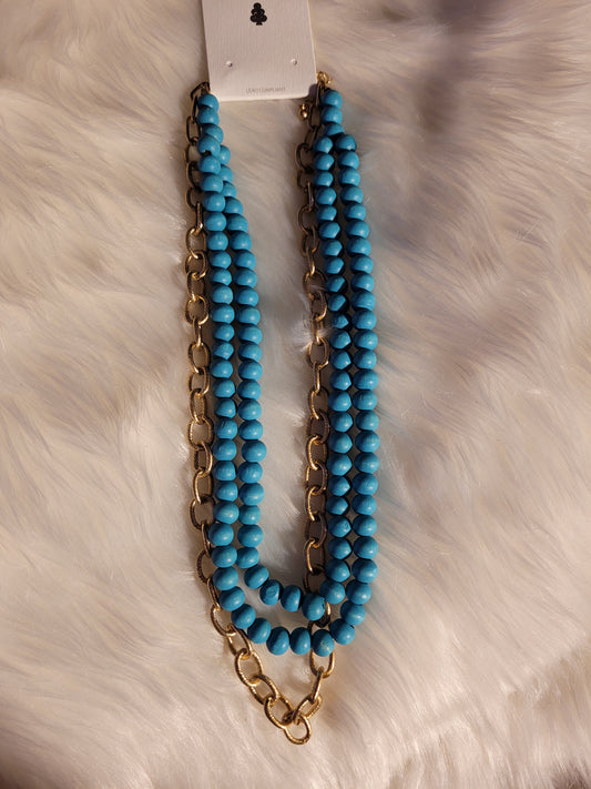 Turquoise beaded chain necklace