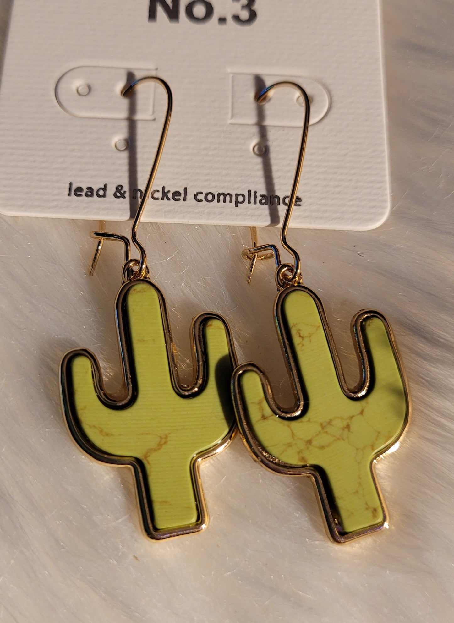 Lime green cactus earrings