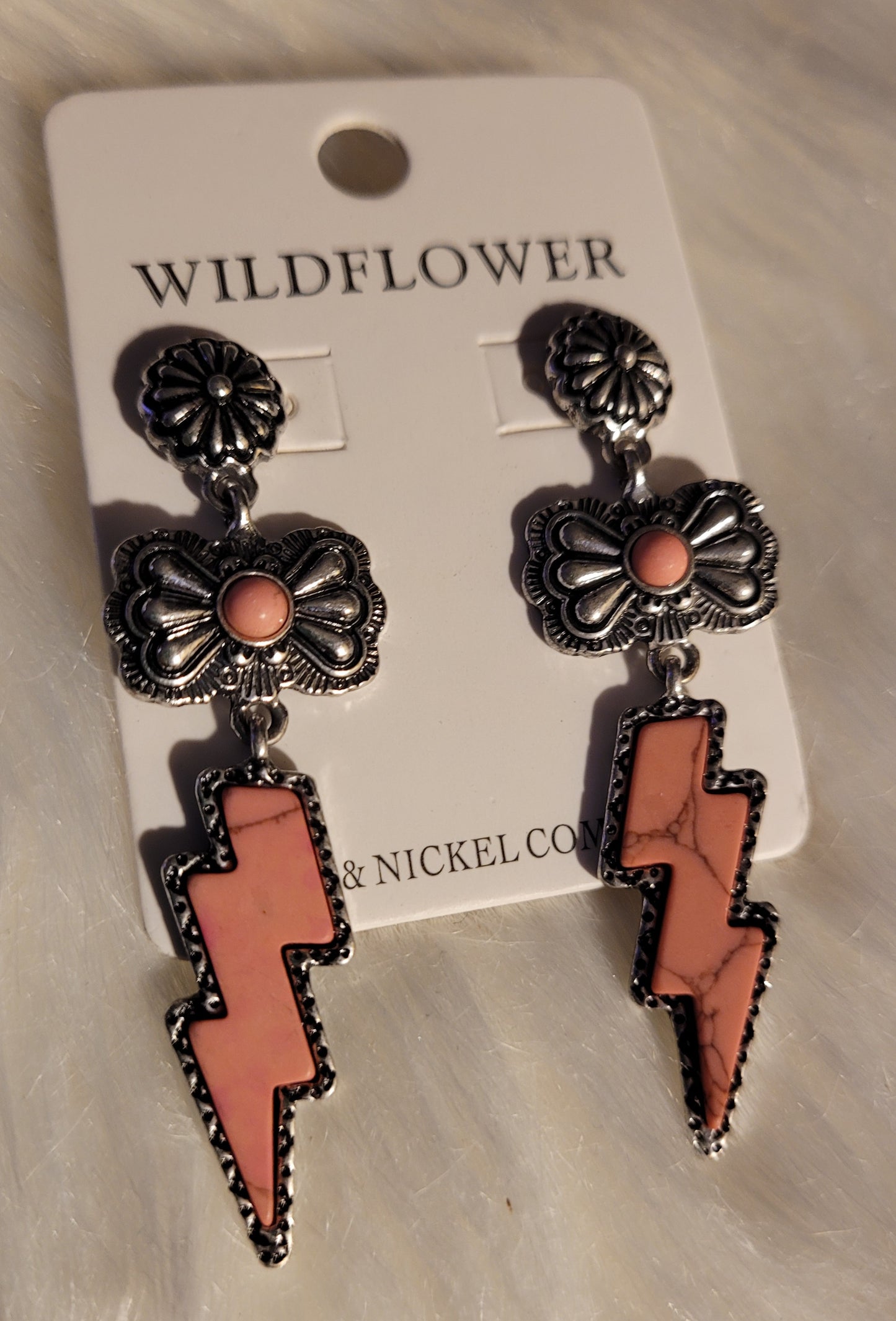 Pink bolt earrings