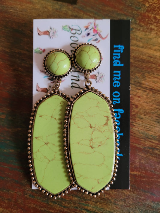 Green oval earrings