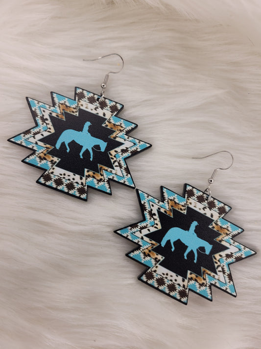 Turquoise horse earrings