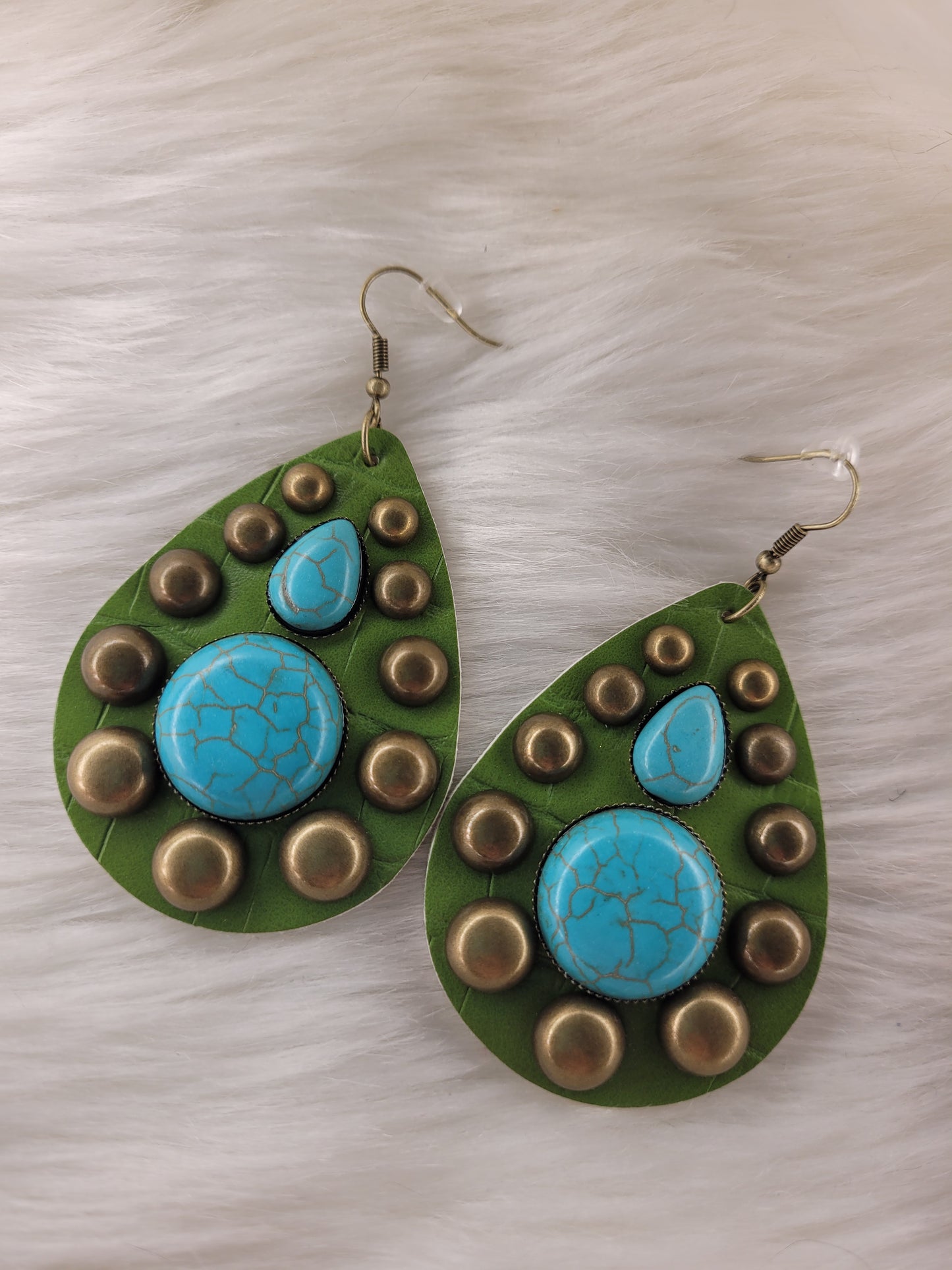 Turquoise stone green earrings